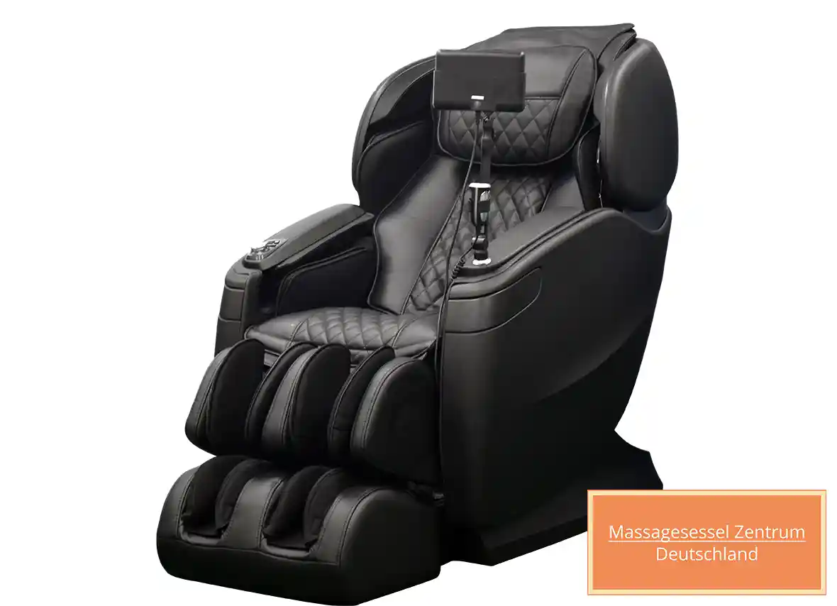 Alpha Techno Massagesessel AT 629 KI-Frontansicht in der Farbe schwarz