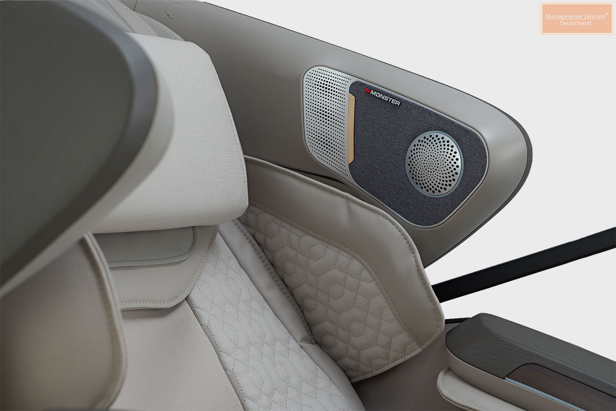 Alpha Techno-Massagesessel- AT 638 KI - Detailfoto von den Monster- Bluetooth-Lautsprechern.
