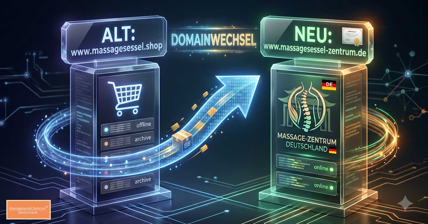 Wir sind zurück: Massagesessel-Zentrum Deutschland wieder unter .de